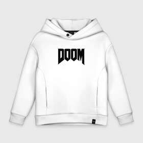 Детское худи Oversize хлопок с принтом DOOM в Тюмени, френч-терри — 70% хлопок, 30% полиэстер. Мягкий теплый начес внутри —100% хлопок | боковые карманы, эластичные манжеты и нижняя кромка, капюшон на магнитной кнопке | Тематика изображения на принте: devil | doom | hell | mark of the doom slayer | slayer | ад | гарнил | дум | знаки | иероглифы | компьютерные игры 2019 | преисподняя | символ | солдат