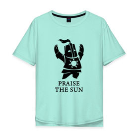 Мужская футболка хлопок Oversize с принтом DARK SOULS в Тюмени, 100% хлопок | свободный крой, круглый ворот, “спинка” длиннее передней части | dark souls | game | gamer | knight | play | player | praise the sun | дарк соулс | доспехи | игры | надпись | рыцарь | темные души