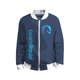 Детский бомбер 3D с принтом TEAM LIQUID в Тюмени, 100% полиэстер | застегивается на молнию, по бокам два кармана без застежек, мягкие манжеты, по низу бомбера и на воротнике — эластичная резинка | 2019 | blue | cybersport | esport | liquid | logo | pro league | team | team liquid | киберспорт | логотип | тим ликвид | фирменные цвета