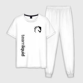 Мужская пижама хлопок с принтом TEAM LIQUID в Тюмени, 100% хлопок | брюки и футболка прямого кроя, без карманов, на брюках мягкая резинка на поясе и по низу штанин
 | Тематика изображения на принте: 2019 | blue | cybersport | esport | liquid | logo | pro league | team | team liquid | киберспорт | логотип | тим ликвид | фирменные цвета