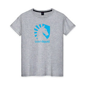 Женская футболка хлопок с принтом TEAM LIQUID в Тюмени, 100% хлопок | прямой крой, круглый вырез горловины, длина до линии бедер, слегка спущенное плечо | 2019 | blue | cybersport | esport | liquid | logo | pro league | team | team liquid | киберспорт | логотип | тим ликвид | фирменные цвета