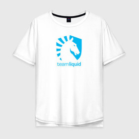 Мужская футболка хлопок Oversize с принтом TEAM LIQUID в Тюмени, 100% хлопок | свободный крой, круглый ворот, “спинка” длиннее передней части | Тематика изображения на принте: 2019 | blue | cybersport | esport | liquid | logo | pro league | team | team liquid | киберспорт | логотип | тим ликвид | фирменные цвета