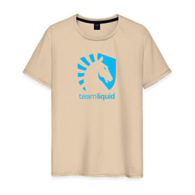 Мужская футболка хлопок с принтом TEAM LIQUID в Тюмени, 100% хлопок | прямой крой, круглый вырез горловины, длина до линии бедер, слегка спущенное плечо. | Тематика изображения на принте: 2019 | blue | cybersport | esport | liquid | logo | pro league | team | team liquid | киберспорт | логотип | тим ликвид | фирменные цвета