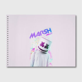 Альбом для рисования с принтом Marshmello в Тюмени, 100% бумага
 | матовая бумага, плотность 200 мг. | marshmello | диджей | клуб | клубная музыка | маршмеллоу | маршмэлло | маршмэллоу | музыка | электронная