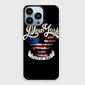 Чехол для iPhone 13 Pro с принтом New York, state of mind в Тюмени,  |  | background | best | black | cool | drawing | eagle | flag | graphics | inscription | new york | ribbon | state of mind | text | usa | wings | графика | крутой | крылья | лента | лучший | надпись | нью йорк | орел | рисунок | состояние души | сша | текст |