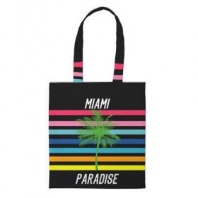 Сумка 3D повседневная с принтом Miami Paradise в Тюмени, 100% полиэстер | Плотность: 200 г/м2; Размер: 34×35 см; Высота лямок: 30 см | america | city | colorful | drawing | grap | miami | palm tree | paradise | recreation | resort | stripes | tree | usa | world | америка | город | графика | дерево | курорт | майами | мировой | надпись | отдых | пальма | полосы | разноцветные | рай | рису