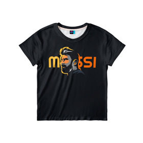 Детская футболка 3D с принтом Lionel Messi в Тюмени, 100% гипоаллергенный полиэфир | прямой крой, круглый вырез горловины, длина до линии бедер, чуть спущенное плечо, ткань немного тянется | Тематика изображения на принте: 
