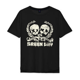 Мужская футболка хлопок Oversize с принтом Green Day в Тюмени, 100% хлопок | свободный крой, круглый ворот, “спинка” длиннее передней части | 