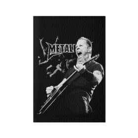 Обложка для паспорта матовая кожа с принтом Metallica в Тюмени, натуральная матовая кожа | размер 19,3 х 13,7 см; прозрачные пластиковые крепления | Тематика изображения на принте: heavy metal | metal | metallica | группы | метал | металлика | музыка | рок | трэш метал | хєви метал