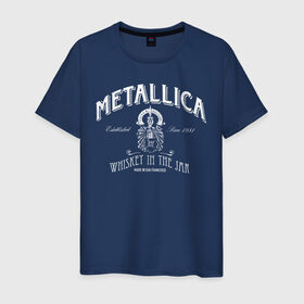Мужская футболка хлопок с принтом Metallica в Тюмени, 100% хлопок | прямой крой, круглый вырез горловины, длина до линии бедер, слегка спущенное плечо. | heavy metal | metal | metallica | группы | метал | металлика | музыка | рок | трэш метал | хєви метал