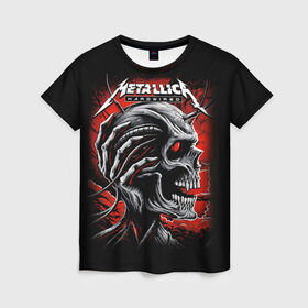 Женская футболка 3D с принтом Metallica в Тюмени, 100% полиэфир ( синтетическое хлопкоподобное полотно) | прямой крой, круглый вырез горловины, длина до линии бедер | heavy metal | metal | metallica | группы | метал | металлика | музыка | рок | трэш метал | хєви метал