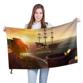 Флаг 3D с принтом Sea of Thieves в Тюмени, 100% полиэстер | плотность ткани — 95 г/м2, размер — 67 х 109 см. Принт наносится с одной стороны | blade | captain | game | hat | ken | pirate | sea of thieves | snake | sword | tatoo | woman | игры | пираты
