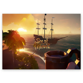 Поздравительная открытка с принтом Sea of Thieves в Тюмени, 100% бумага | плотность бумаги 280 г/м2, матовая, на обратной стороне линовка и место для марки
 | blade | captain | game | hat | ken | pirate | sea of thieves | snake | sword | tatoo | woman | игры | пираты