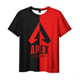 Мужская футболка 3D с принтом APEX LEGENDS RED в Тюмени, 100% полиэфир | прямой крой, круглый вырез горловины, длина до линии бедер | Тематика изображения на принте: apex | legend | legends | titanfall | апекс | арех | бангалор | бладхаунд | верхушки | гибралтар | каустик | лайфлайн | легенда | легенды | ледженд | леджендс | мираж | орех | рэйф | титанфол