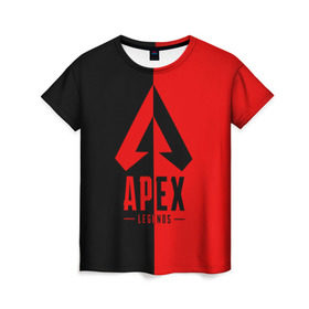 Женская футболка 3D с принтом APEX LEGENDS RED в Тюмени, 100% полиэфир ( синтетическое хлопкоподобное полотно) | прямой крой, круглый вырез горловины, длина до линии бедер | Тематика изображения на принте: apex | legend | legends | titanfall | апекс | арех | бангалор | бладхаунд | верхушки | гибралтар | каустик | лайфлайн | легенда | легенды | ледженд | леджендс | мираж | орех | рэйф | титанфол