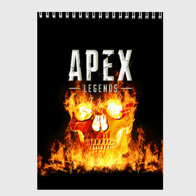 Скетчбук с принтом APEX LEGENDS в Тюмени, 100% бумага
 | 48 листов, плотность листов — 100 г/м2, плотность картонной обложки — 250 г/м2. Листы скреплены сверху удобной пружинной спиралью | apex | apex legends | апекс | апекс легенд | апекс легендс | бой | игра | компьютерная игра | королевская битва | лучшее | огонь | онлайн игра | популярное | хит | череп | шутер