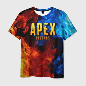 Мужская футболка 3D с принтом APEX LEGENDS в Тюмени, 100% полиэфир | прямой крой, круглый вырез горловины, длина до линии бедер | apex | apex legends | апекс | апекс легенд | апекс легендс | бой | игра | компьютерная игра | королевская битва | лучшее | огонь | онлайн игра | популярное | текстура | хит | шутер