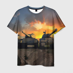 Мужская футболка 3D с принтом Танки в Тюмени, 100% полиэфир | прямой крой, круглый вырез горловины, длина до линии бедер | 23 февраля | tank | tanks | военные | война | вторая мировая | танк | танки | танкист | техника