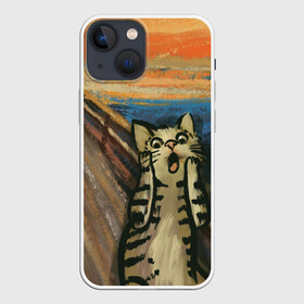 Чехол для iPhone 13 mini с принтом Крик котика в Тюмени,  |  | Тематика изображения на принте: cat | картина | кот | котик | котики | коты | котэ | кошак | крик | мем | приколы