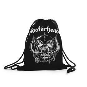 Рюкзак-мешок 3D с принтом Motorhead в Тюмени, 100% полиэстер | плотность ткани — 200 г/м2, размер — 35 х 45 см; лямки — толстые шнурки, застежка на шнуровке, без карманов и подкладки | motorhead | группы | лемми килмистер | метал | музыка | рок | хард рок | хеви метал