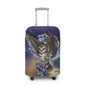 Чехол для чемодана 3D с принтом сова в Тюмени, 86% полиэфир, 14% спандекс | двустороннее нанесение принта, прорези для ручек и колес | owl | галактика | звезды | космос | млечный путь | ночь | птица | сова | филин