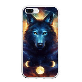 Чехол для iPhone 7Plus/8 Plus матовый с принтом волк в Тюмени, Силикон | Область печати: задняя сторона чехла, без боковых панелей | wolf | волк | галактика | звезды | койот | космос | луна | ночь | собака