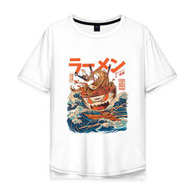 Мужская футболка хлопок Oversize с принтом Great Ramen off Kanagawa в Тюмени, 100% хлопок | свободный крой, круглый ворот, “спинка” длиннее передней части | kanagawa | ramen | аниме | большая волна в канагаве | рамен | рамен в канагаве