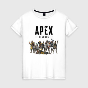 Женская футболка хлопок с принтом Full Roster в Тюмени, 100% хлопок | прямой крой, круглый вырез горловины, длина до линии бедер, слегка спущенное плечо | apex | apex legends | legends | titanfall | titanfall apex legends | апекс | апекс ледженс | титанфол | титанфолл легендс