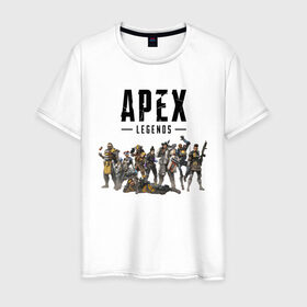 Мужская футболка хлопок с принтом Full Roster в Тюмени, 100% хлопок | прямой крой, круглый вырез горловины, длина до линии бедер, слегка спущенное плечо. | Тематика изображения на принте: apex | apex legends | legends | titanfall | titanfall apex legends | апекс | апекс ледженс | титанфол | титанфолл легендс