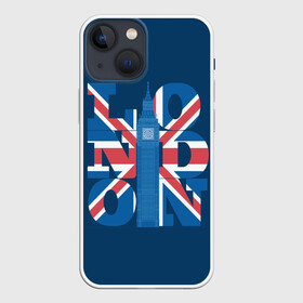 Чехол для iPhone 13 mini с принтом London в Тюмени,  |  | city | england | flag | london | symbol | tow | uk | англия | башня | биг бен | великобритания | город | городской | графика | жёлтое | закат | иллюстрация | искусство | лондон | мода | молодёжная | небо | рисунок | символ