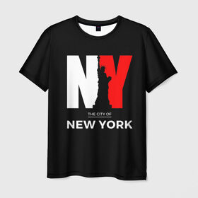 Мужская футболка 3D с принтом New York City в Тюмени, 100% полиэфир | прямой крой, круглый вырез горловины, длина до линии бедер | america | city | large | liberty | new york | sculpture | statue | symbol | usa | америка | большие | буквы | город | графика | жизни | иллюстрация | искусство | мода | нью йорк | рисунок | свободы | силуэт | символ | скульптура | статуя