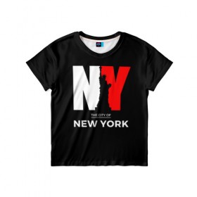 Детская футболка 3D с принтом New York City в Тюмени, 100% гипоаллергенный полиэфир | прямой крой, круглый вырез горловины, длина до линии бедер, чуть спущенное плечо, ткань немного тянется | Тематика изображения на принте: america | city | large | liberty | new york | sculpture | statue | symbol | usa | америка | большие | буквы | город | графика | жизни | иллюстрация | искусство | мода | нью йорк | рисунок | свободы | силуэт | символ | скульптура | статуя