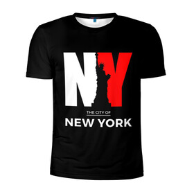 Мужская футболка 3D спортивная с принтом New York City в Тюмени, 100% полиэстер с улучшенными характеристиками | приталенный силуэт, круглая горловина, широкие плечи, сужается к линии бедра | america | city | large | liberty | new york | sculpture | statue | symbol | usa | америка | большие | буквы | город | графика | жизни | иллюстрация | искусство | мода | нью йорк | рисунок | свободы | силуэт | символ | скульптура | статуя