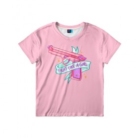 Детская футболка 3D с принтом FIGHT LIKE A GIRL в Тюмени, 100% гипоаллергенный полиэфир | прямой крой, круглый вырез горловины, длина до линии бедер, чуть спущенное плечо, ткань немного тянется | 8 марта | feminism | girl power | like a girl | venus | весна | женщины | международный женский день | подарок | феминизм