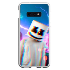 Чехол для Samsung S10E с принтом Marshmello Glitch в Тюмени, Силикон | Область печати: задняя сторона чехла, без боковых панелей | Тематика изображения на принте: christopher | comstock | dj | dotcom | fortnite | friends | glitch | marshmallow | marshmello | usa | глитч | диджей | друзья | зефир | комсток | крис | мармелад | маршмэллоу | молнии | музыка | продюсер | сша | фортнайт | хаус | электро