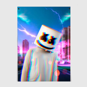 Постер с принтом Marshmello Glitch в Тюмени, 100% бумага
 | бумага, плотность 150 мг. Матовая, но за счет высокого коэффициента гладкости имеет небольшой блеск и дает на свету блики, но в отличии от глянцевой бумаги не покрыта лаком | christopher | comstock | dj | dotcom | fortnite | friends | glitch | marshmallow | marshmello | usa | глитч | диджей | друзья | зефир | комсток | крис | мармелад | маршмэллоу | молнии | музыка | продюсер | сша | фортнайт | хаус | электро