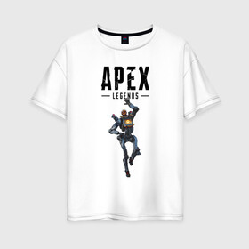 Женская футболка хлопок Oversize с принтом Pathfinder в Тюмени, 100% хлопок | свободный крой, круглый ворот, спущенный рукав, длина до линии бедер
 | apex | apex legends | legends | pathfinder | titanfall | titanfall apex legends | апекс | апекс ледженс | пасфайндер | титанфол | титанфолл легендс