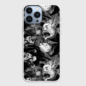 Чехол для iPhone 13 Pro Max с принтом Глубоководные рыбы в Тюмени,  |  | dark | deep sea | depth | fish | ocean | predators | water | вода | глубина | глубоководные | графика | длинные | древние | жизни | зубы | иллюстрация | искусство | мода | океан | острые | рисунок | рыбы | свет | стиль | текст