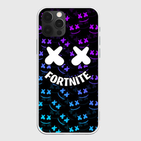 Чехол для iPhone 12 Pro с принтом FORTNITE x MARSHMELLO в Тюмени, силикон | область печати: задняя сторона чехла, без боковых панелей | 2019 | armor | armour | cybersport | esport | fortnite | game | llama | logo | броня | игра | киберспорт | лама | фиолетовый | фирменные цвета | фортнайт