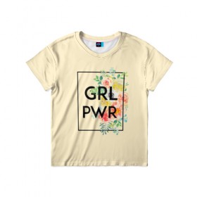 Детская футболка 3D с принтом Girl power в Тюмени, 100% гипоаллергенный полиэфир | прямой крой, круглый вырез горловины, длина до линии бедер, чуть спущенное плечо, ткань немного тянется | 8 марта | feminism | girl power | like a girl | venus | весна | женщины | международный женский день | подарок | феминизм