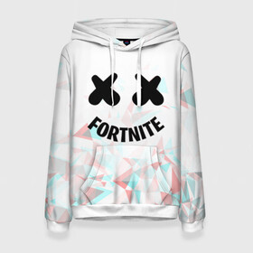 Женская толстовка 3D с принтом FORTNITE x MARSHMELLO в Тюмени, 100% полиэстер  | двухслойный капюшон со шнурком для регулировки, мягкие манжеты на рукавах и по низу толстовки, спереди карман-кенгуру с мягким внутренним слоем. | 2019 | dj | fortnite | game | glitch | marshmello | usa | америка | глитч | игра | клубная музыка | маршмелло | музыка | музыкант | ф | фортнайт