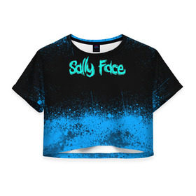 Женская футболка 3D укороченная с принтом Sally Face (19) в Тюмени, 100% полиэстер | круглая горловина, длина футболки до линии талии, рукава с отворотами | face | fisher | larry johnson | mask | sally | sally face | sally fisher | демоны | духи | маска | призраки | салли | салли фейс | салли фишер | фейс
