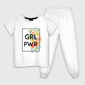 Детская пижама хлопок с принтом GRL PWR в Тюмени, 100% хлопок |  брюки и футболка прямого кроя, без карманов, на брюках мягкая резинка на поясе и по низу штанин
 | 8 марта | feminism | girl power | like a girl | venus | весна | женщины | международный женский день | подарок | феминизм