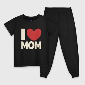 Детская пижама хлопок с принтом I love mom в Тюмени, 100% хлопок |  брюки и футболка прямого кроя, без карманов, на брюках мягкая резинка на поясе и по низу штанин
 | 