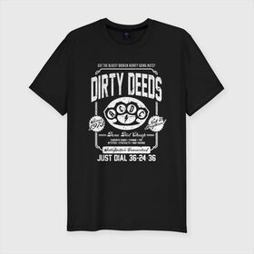 Мужская футболка премиум с принтом AC/DC в Тюмени, 92% хлопок, 8% лайкра | приталенный силуэт, круглый вырез ворота, длина до линии бедра, короткий рукав | ac dc | acdc | группы | метал | музыка | рок | хард рок | эйси диси | эйсидиси