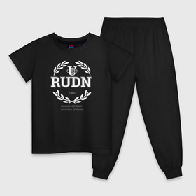 Детская пижама хлопок с принтом RUDN в Тюмени, 100% хлопок |  брюки и футболка прямого кроя, без карманов, на брюках мягкая резинка на поясе и по низу штанин
 | Тематика изображения на принте: 