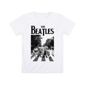 Детская футболка хлопок с принтом The Beatles в Тюмени, 100% хлопок | круглый вырез горловины, полуприлегающий силуэт, длина до линии бедер | beatles | the beatles | битлз | битлс | битлы | группы | джон леннон | джордж харрисон | легенды | музыка | пол маккартни | ринго старр | рок