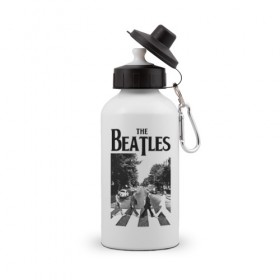 Бутылка спортивная с принтом The Beatles в Тюмени, металл | емкость — 500 мл, в комплекте две пластиковые крышки и карабин для крепления | beatles | the beatles | битлз | битлс | битлы | группы | джон леннон | джордж харрисон | легенды | музыка | пол маккартни | ринго старр | рок
