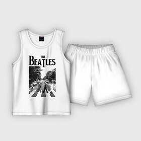 Детская пижама с шортами хлопок с принтом The Beatles в Тюмени,  |  | beatles | the beatles | битлз | битлс | битлы | группы | джон леннон | джордж харрисон | легенды | музыка | пол маккартни | ринго старр | рок