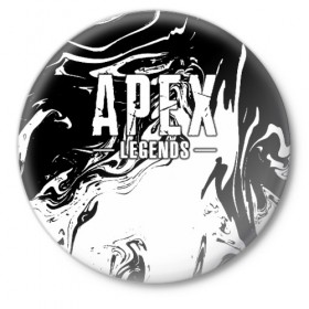 Значок с принтом Apex Legends в Тюмени,  металл | круглая форма, металлическая застежка в виде булавки | battle | royale | апекс | битва | боевой | королевская | легендс | лутбокс | оружие | робот | спектры | титан | шутер